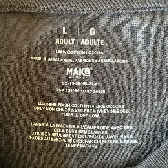 Make market black T-shirt skull design on back with flag size large handmade - Picture 4 of 4